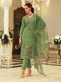 Varanga Women Floral Printed Regular Thread Work Kurta Set With Dupatta