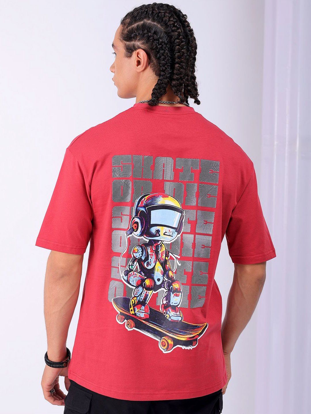 The Indian Garage Co Men Back Printed Boxy Oversized Pure Cotton T-shirt