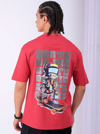 The Indian Garage Co Men Back Printed Boxy Oversized Pure Cotton T-shirt