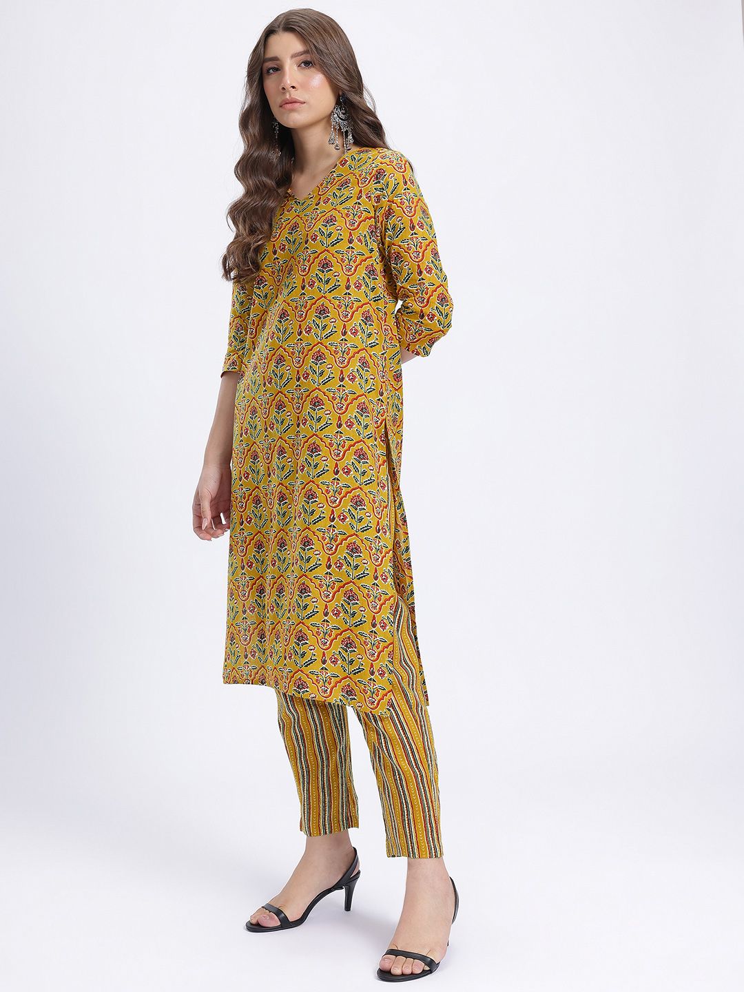 Anouk Ethnic Motifs Print Kurta with Trousers & With Dupatta