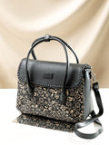 ZOUK Floral Printed Oversized Structured Jute Handheld Bag