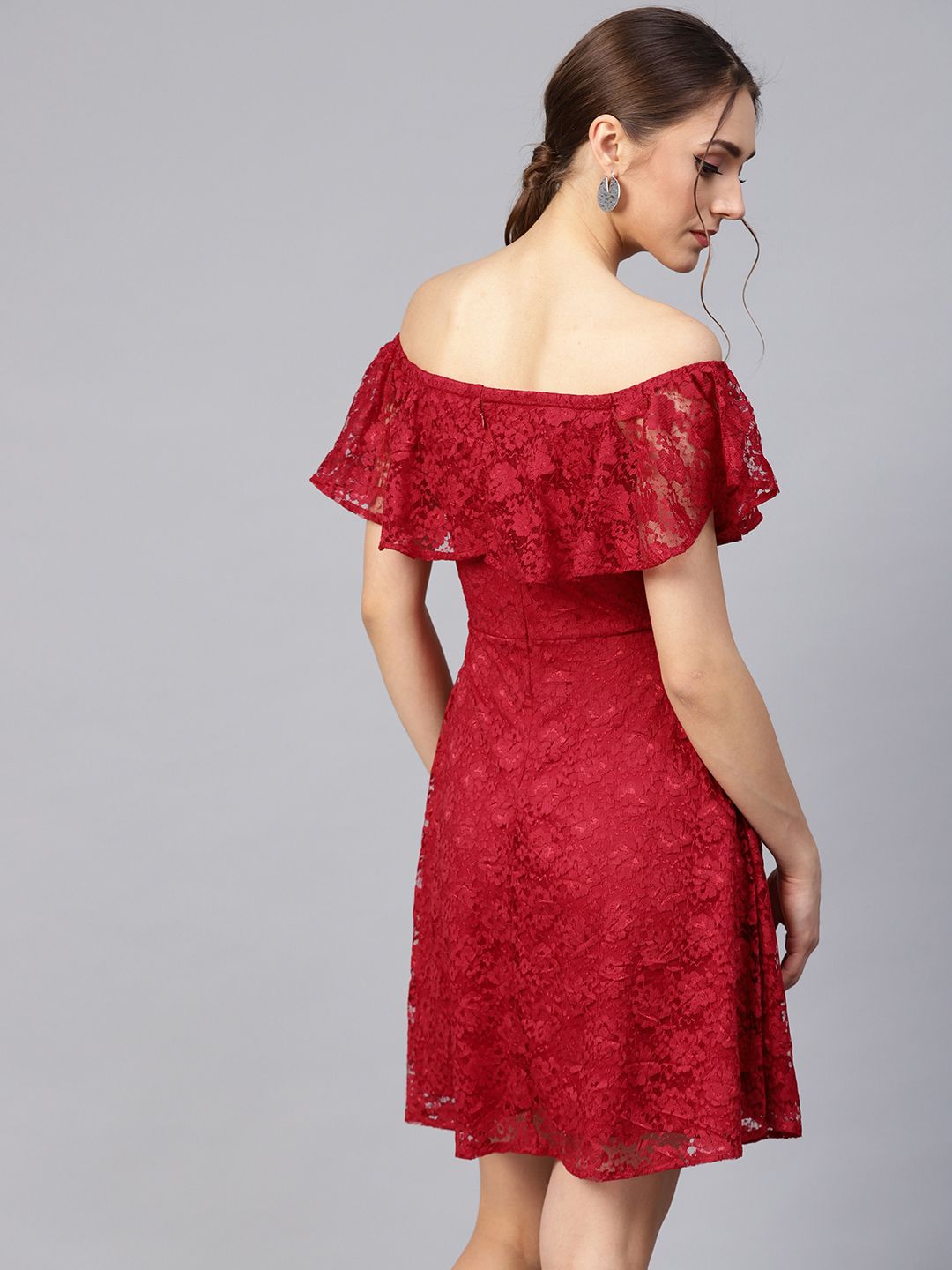 STREET 9 Red Lace Layered Fit & Flare Dress