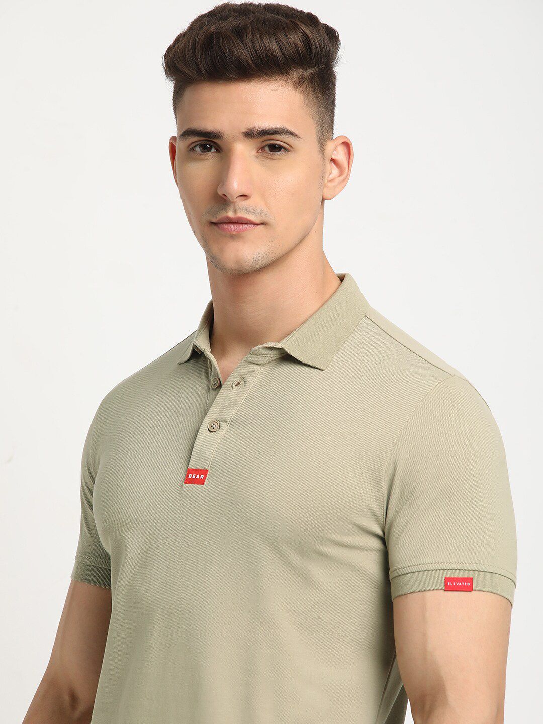 THE BEAR HOUSE Polo Collar Short Sleeves Slim Fit T-shirt