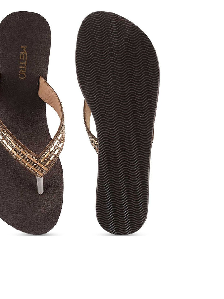 Metro Women Brown Embellished Wedges