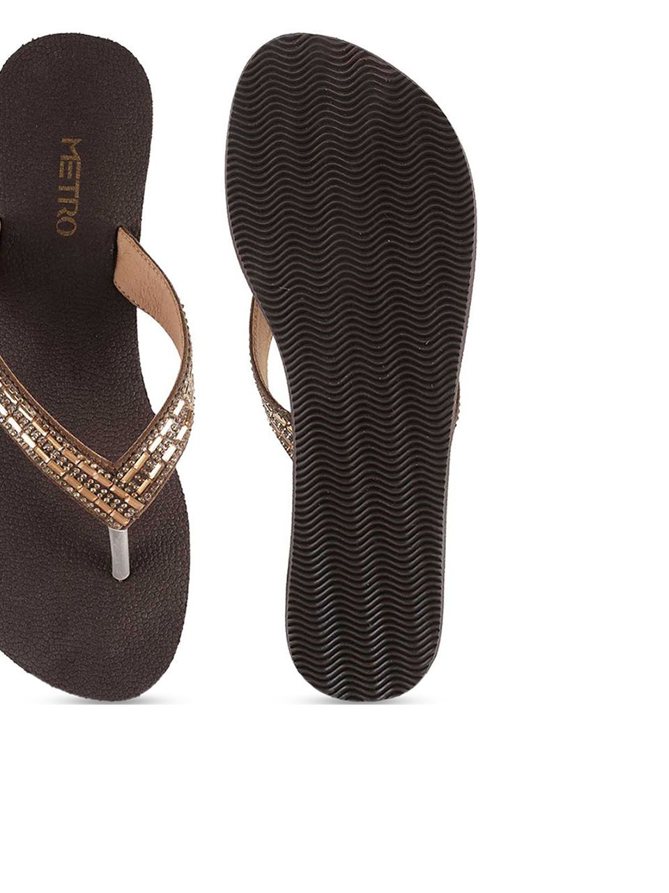 Metro Women Brown Embellished Wedges