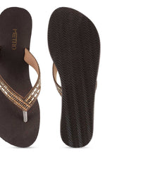 Metro Women Brown Embellished Wedges