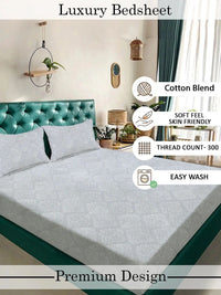 Myntra Elegant Homes Grey Floral 300 TC King Bedsheet with 2 Pillow Covers