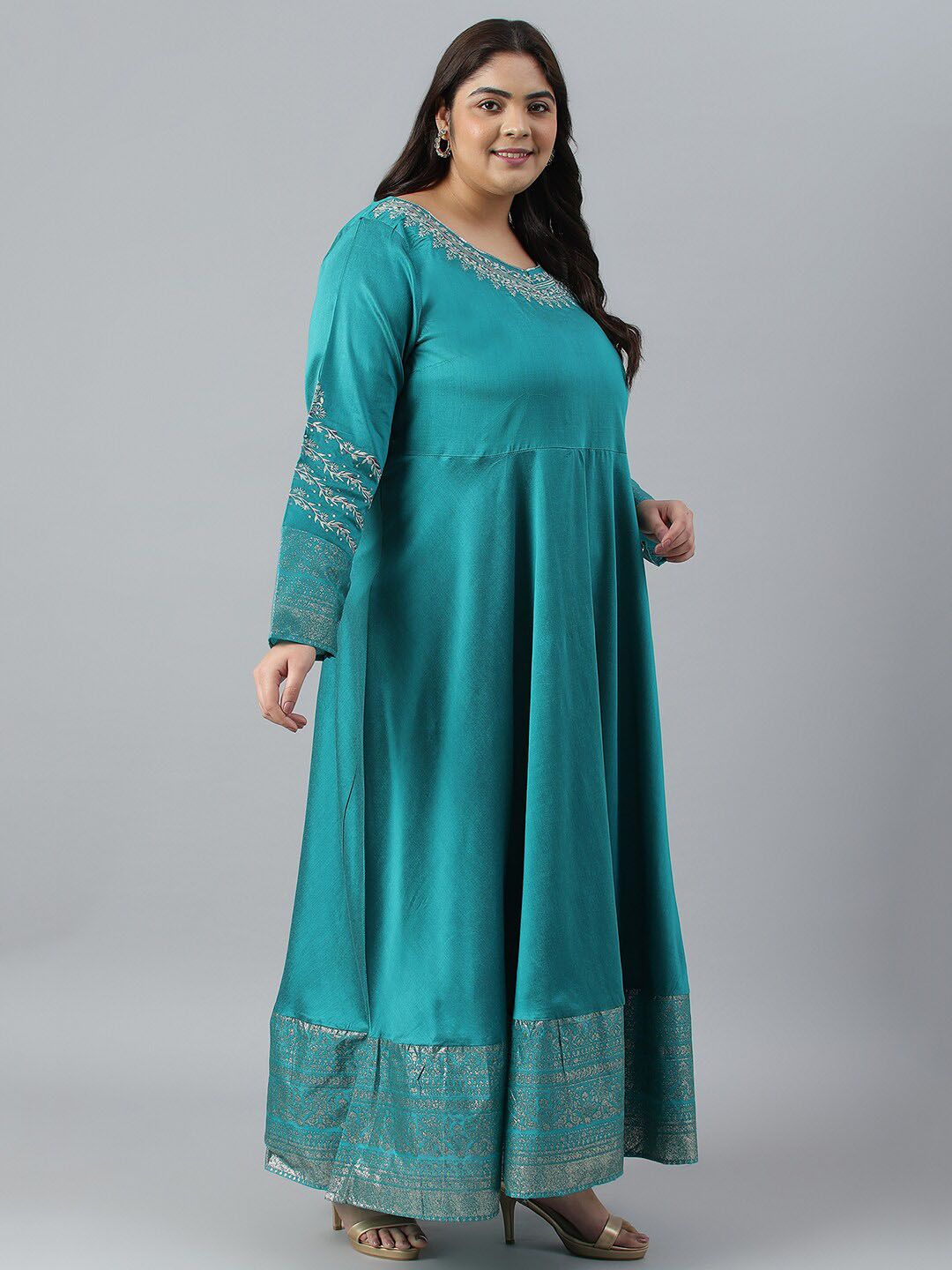 W Plus Size Embroidered Ethnic Maxi Ethnic Dress