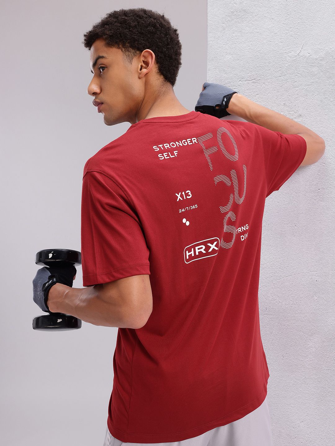 HRX by Hrithik Roshan Typography Printed Drop-Shoulder Sleeves Training  T-shirt