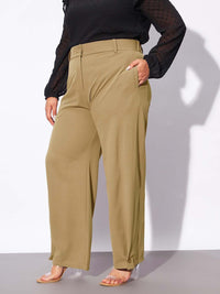 SASSAFRAS Curve Women Plus Size Straight Fit Parallel Trousers