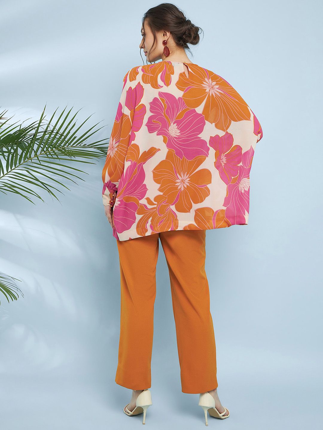 Antheaa Floral Printed Loose Fit Top With Trousers