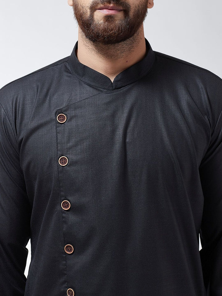 SOJANYA Lelaki Hitam Solid Kurta Lurus