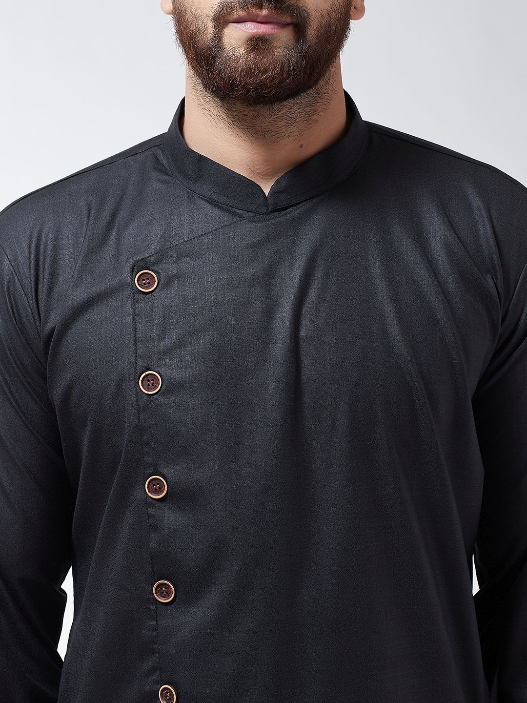 SOJANYA Lelaki Hitam Solid Kurta Lurus