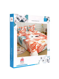 Myntra Elegant Orange Kartun Bercetak 400 TC King 7D Cadar & 2 Sarung Bantal 250X225 cm