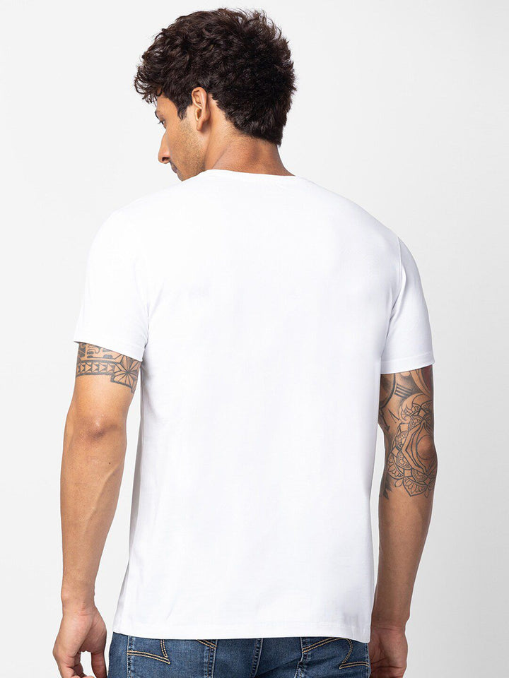 SPYKAR Men Typography V-Neck Cotton T-shirt