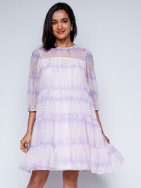 AND Tie & Dye Gathered Detailed Tiered A-Line Dress