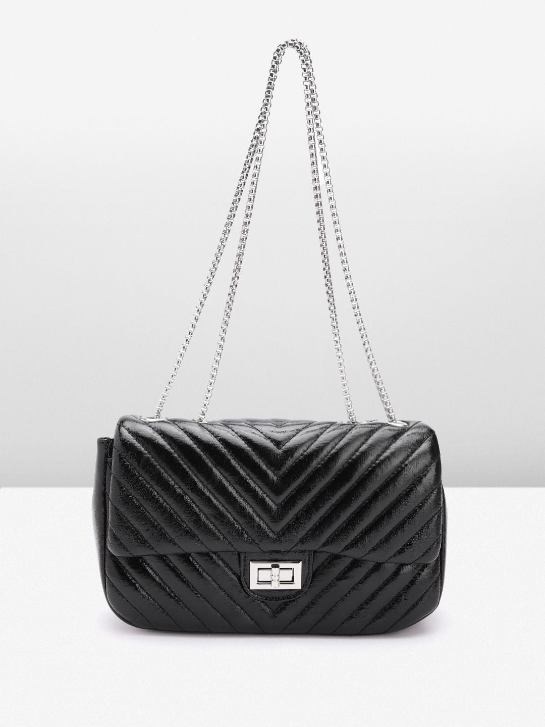 Lino Perros Structured Shoulder Bag with Quilted Detail