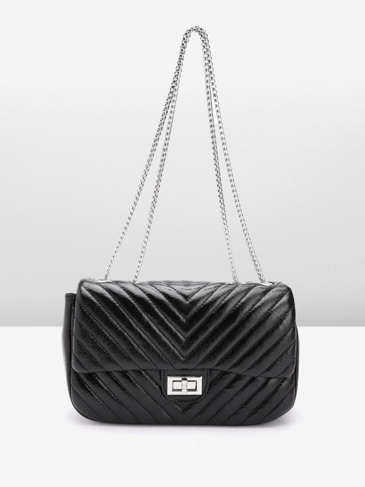Lino Perros Structured Shoulder Bag with Quilted Detail