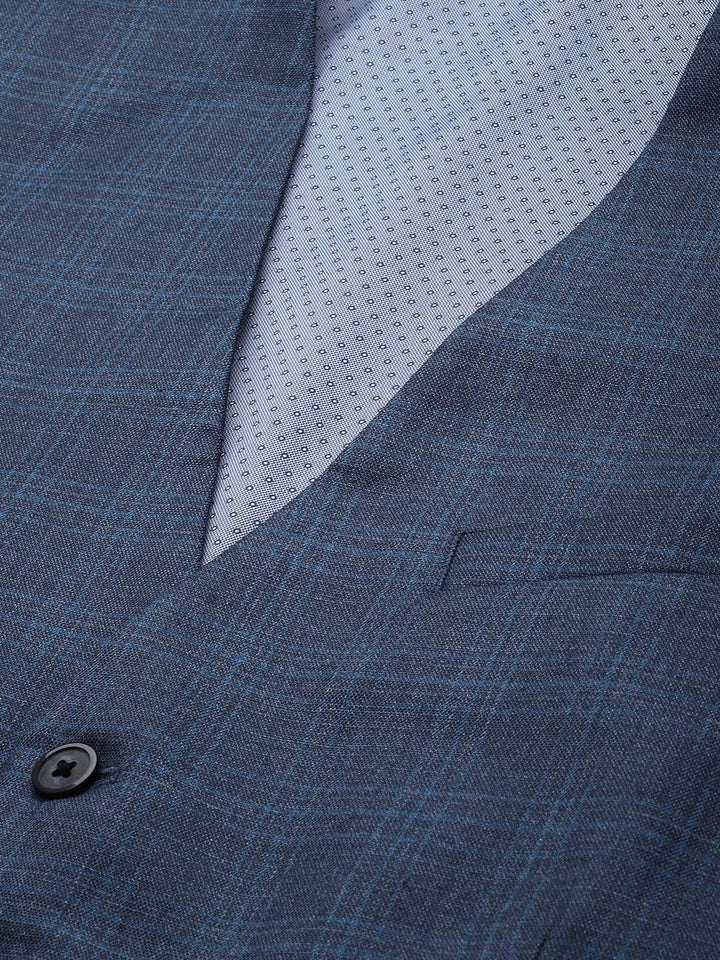 Park Avenue Checked Slim Fit  Single Breasted 3-Peice Formal Suit