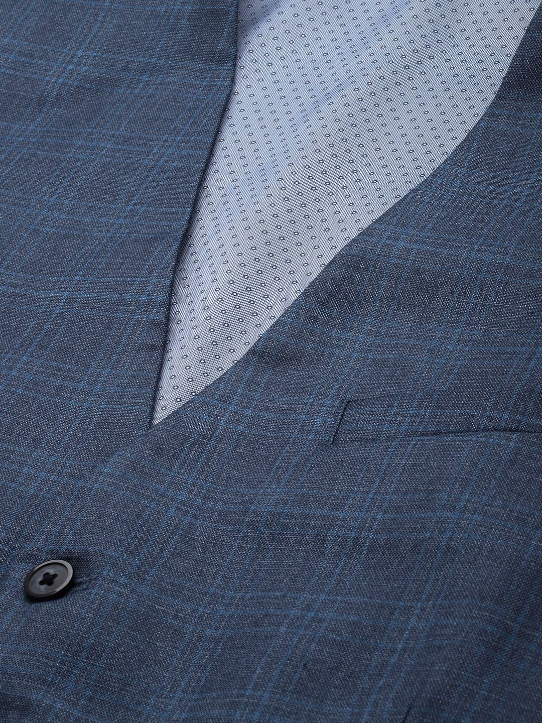Park Avenue Checked Slim Fit  Single Breasted 3-Peice Formal Suit
