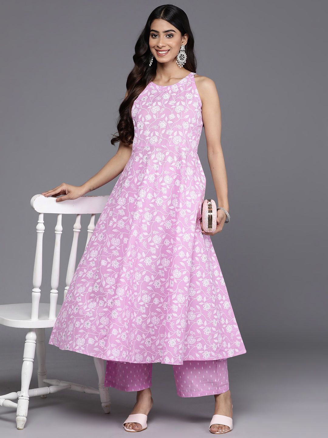Varanga Floral Printed Regular Pure Cotton Kurta with Trousers