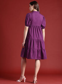 all about you Cotton Puff Sleeves Tiered A-Line Dress