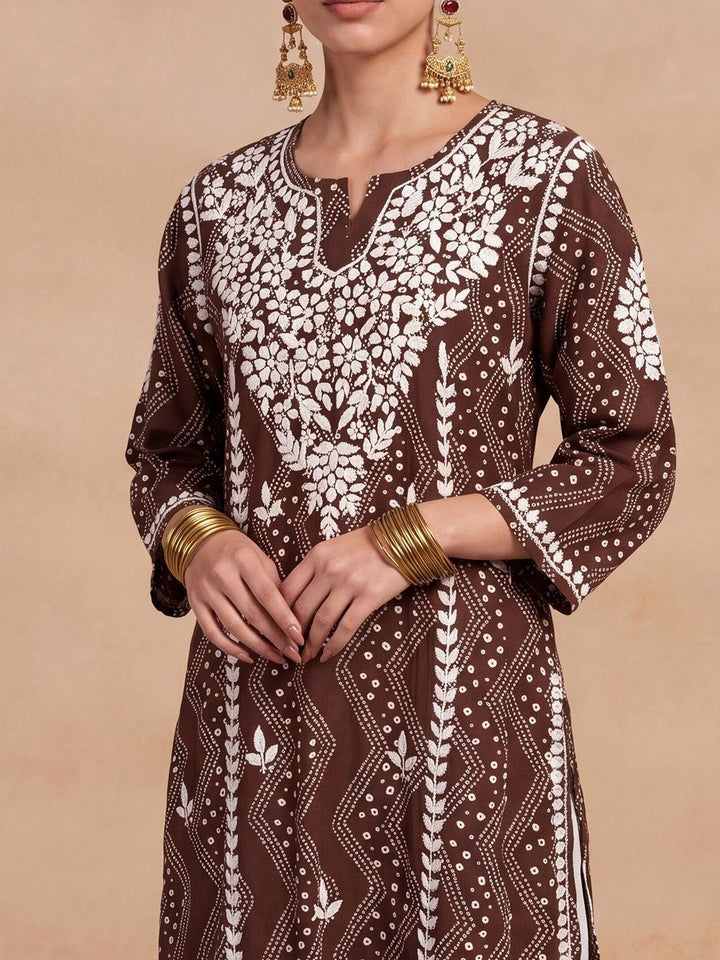 Rumah Wanita Chikankari Sulam Kurta Chikankari