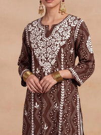 Rumah Wanita Chikankari Sulam Kurta Chikankari