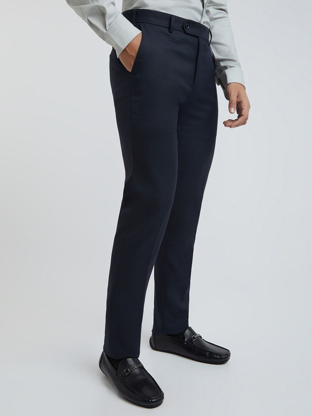 Raymond Men Textured Slim Fit Formal Trousers