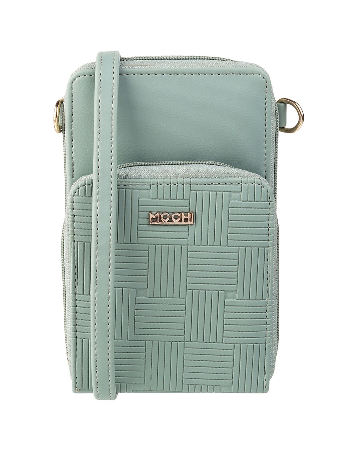 Mochi Women Green & Gold-Toned Geometric Zip Around Wallet