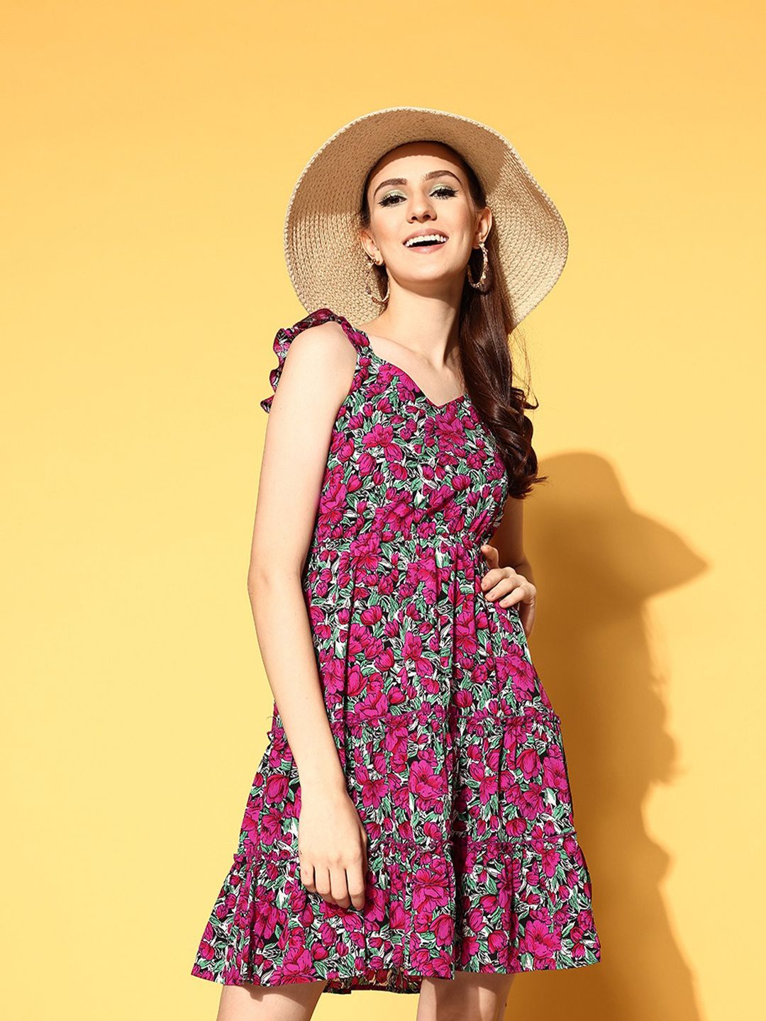 Berrylush Women Pink Floral Vacay Attire