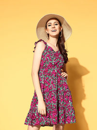 Berrylush Women Pink Floral Vacay Attire