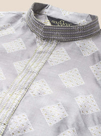SOJANYA Geometric Woven Design Jacquard Silk Kurta With Churidar