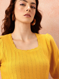 all about you Open Knit Puff Sleeve Top