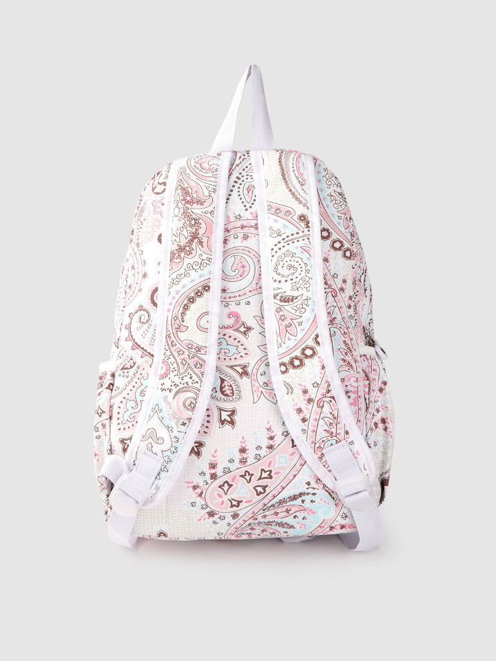 Lino Perros Women White & Pink Paisley Print 13 Inch Laptop Backpack
