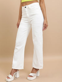 Tokyo Talkies Women White Flared Clean Look Stretchable Jeans