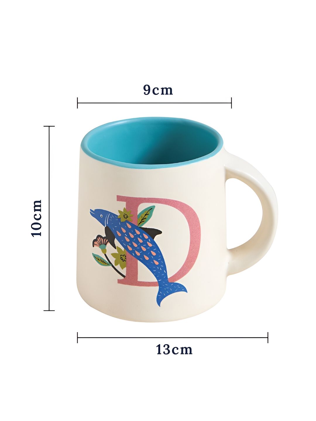Chumbak Off White & Blue Printed Ceramic Glossy Mug 300 ml