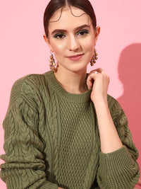 STREET 9 Women Acrylic Cable Knit Pullover
