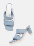 Lino Perros Fringed Denim Block Heels