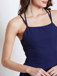 Berrylush Navy Blue Crepe Maxi Dress