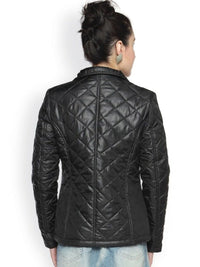 Campus Sutra Windcheater Spread Collar Crop Quilted Jacket