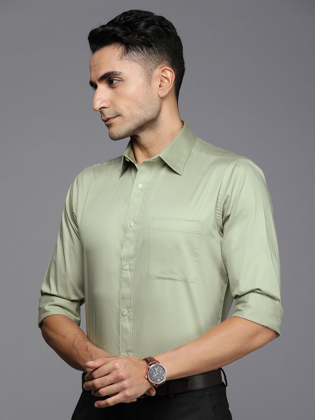 Raymond Pure Cotton Slim Fit Solid Formal Shirt