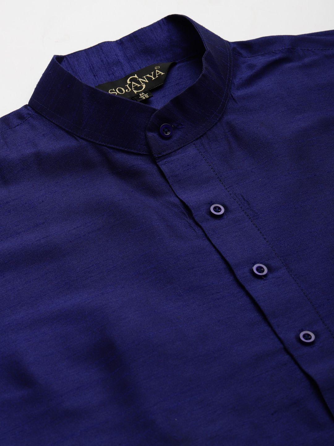 SOJANYA Men Navy Blue Kurta with Churidar & Nehru Jacket
