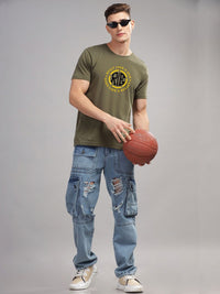 ADRO Men Sports Printed Applique T-shirt