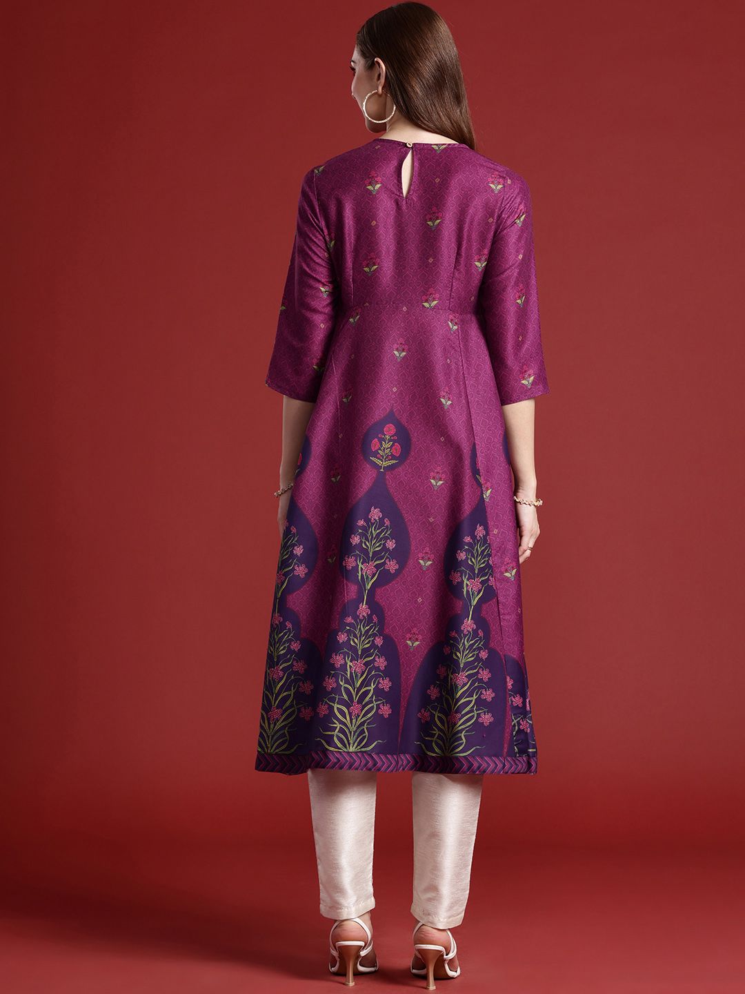Anouk Floral Printed A-Line Kurta