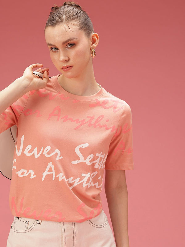 DressBerry Pure Cotton Typography Printed T-shirt