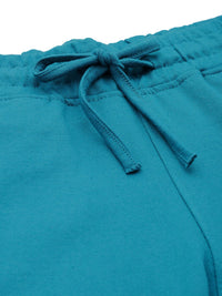 The Indian Garage Co Men Teal Blue & Black Printed Slim Fit Joggers