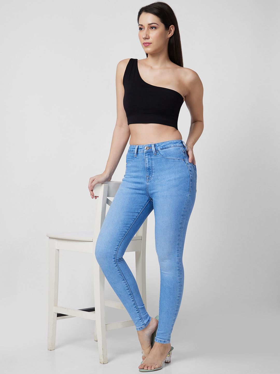 SPYKAR Women Super Slim Fit High-Rise Heavy Fade Jeans
