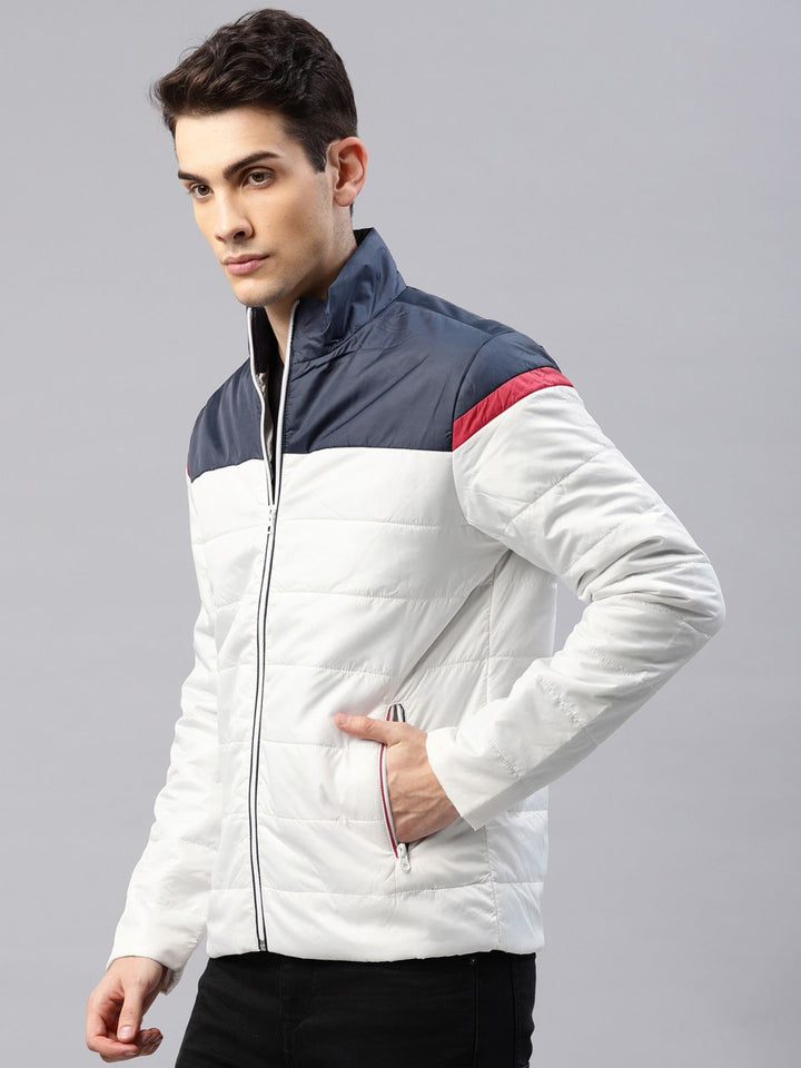 HRX by Hrithik Roshan Men White & Navy Blue Colourblocked Padded Jacket