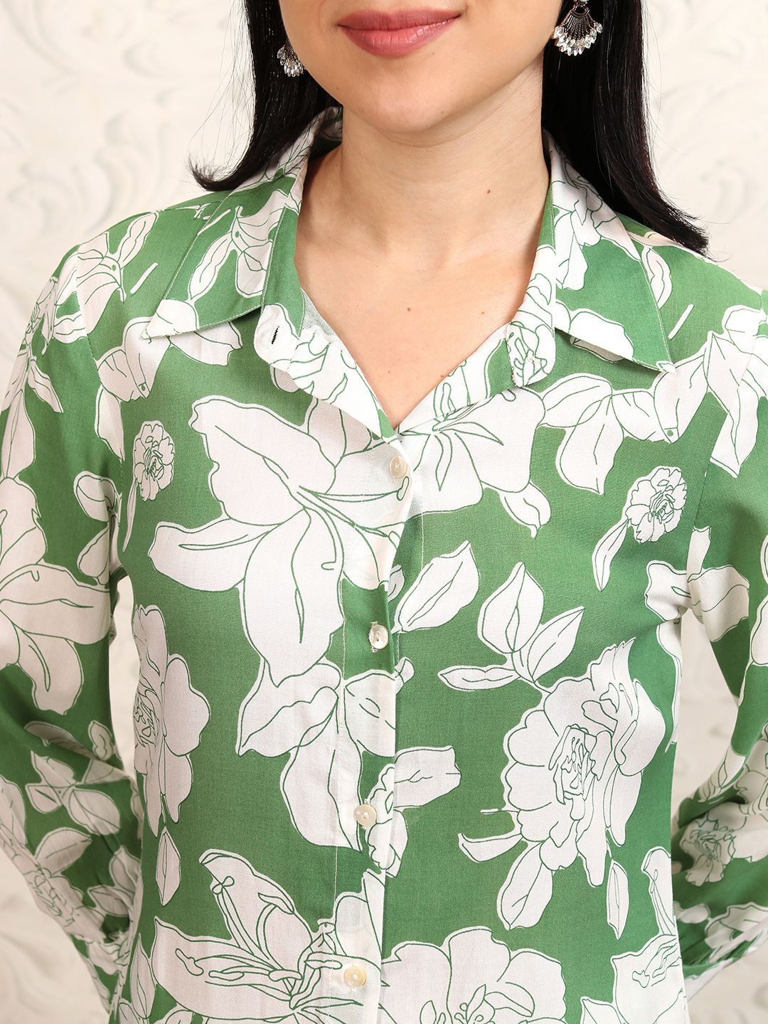 Vishudh Floral Printed Shirt Collar Tunic With Palazzos